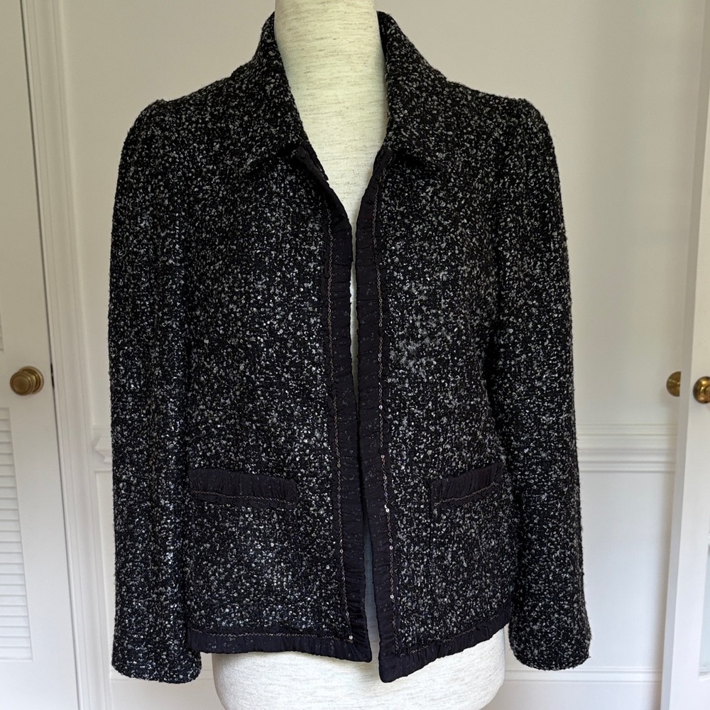 Rebecca Taylor Tweed Black Blazer Jacket Size 8 (fits like XS)